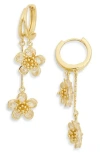 Eye Candy Los Angeles Kaia Cubic Zirconia Flower Drop Huggie Hoop Earrings In Gold