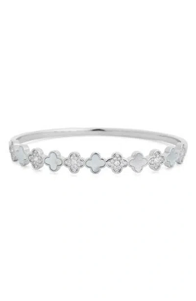 Eye Candy Los Angeles Katrina Cz Clover Bracelet In Silver