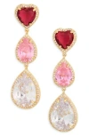 Eye Candy Los Angeles Katya Heart & Pear Cut Cubic Zirconia Drop Earrings In Gold