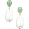 Eye Candy Los Angeles Keti Faux Pearl Drop Earrings In White