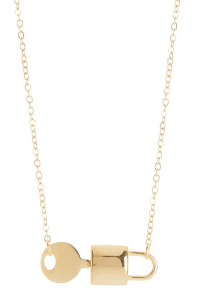 Eye Candy Los Angeles Key Lock Pendant Necklace In Gold