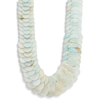 Eye Candy Los Angeles Ki Layered Glass Scale Necklace In Blue