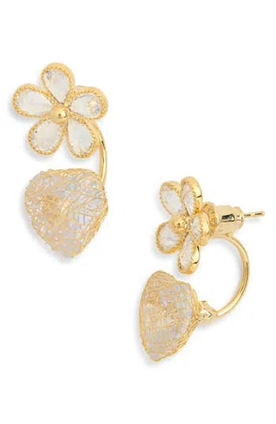 Eye Candy Los Angeles Kiara Cz Jacket Drop Earrings In Gold