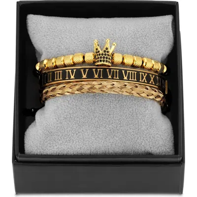 Eye Candy Los Angeles King Henry 3-piece Bracelet Set In Gold