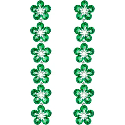 Eye Candy Los Angeles Leila Flower Drop Earrings In Green