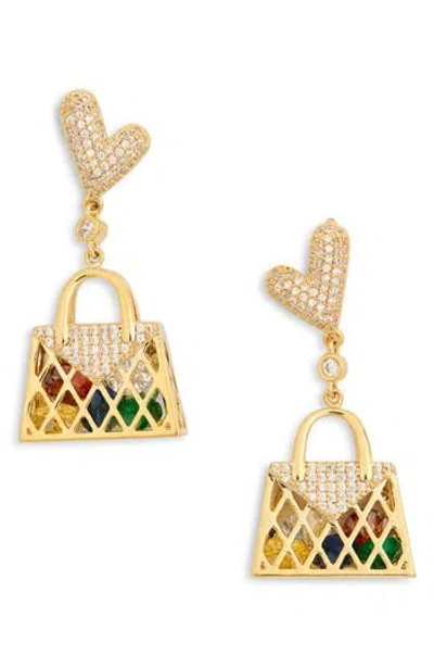 Eye Candy Los Angeles Lena Purse Drop Earrings In Gold