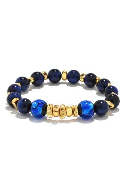 Eye Candy Los Angeles Leo Beaded Stretch Bracelet In Blue