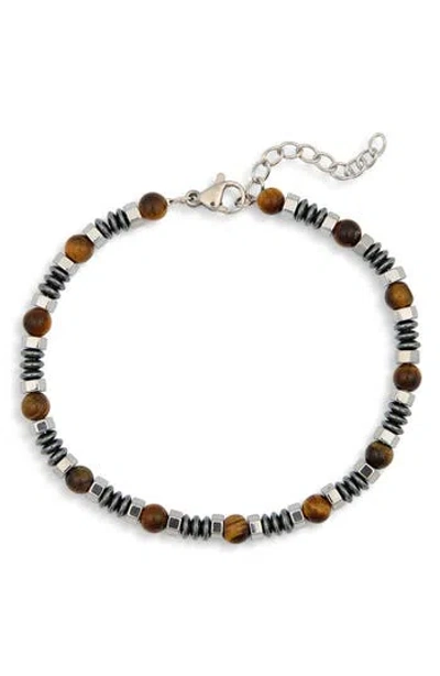 Eye Candy Los Angeles Leo Metallic Tiger Eye's Beaded Bracelet In Brown