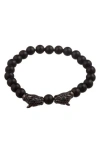 Eye Candy Los Angeles Leopard Head Beaded Bracelet In Black