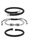 Shop Eye Candy Los Angeles Lev Crystal 3-pack Assorted Bracelets In Black