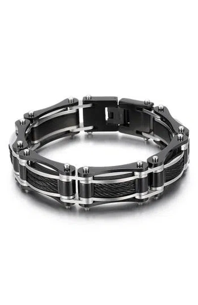 Eye Candy Los Angeles Levi Titanium Bracelet In Silver/black