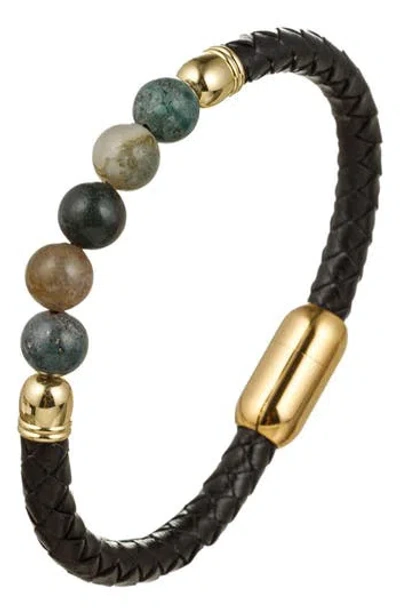 Eye Candy Los Angeles Liam Agate Beaded Bracelet In Black