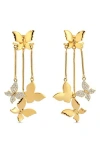 Eye Candy Los Angeles Lihua Butterfly Drop Earrings In Gold