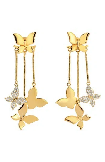 Eye Candy Los Angeles Lihua Butterfly Drop Earrings In Blue