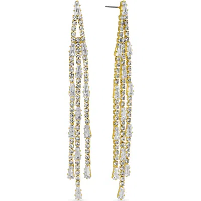 Eye Candy Los Angeles Lily Cz Chain Drop Earrings In Gold