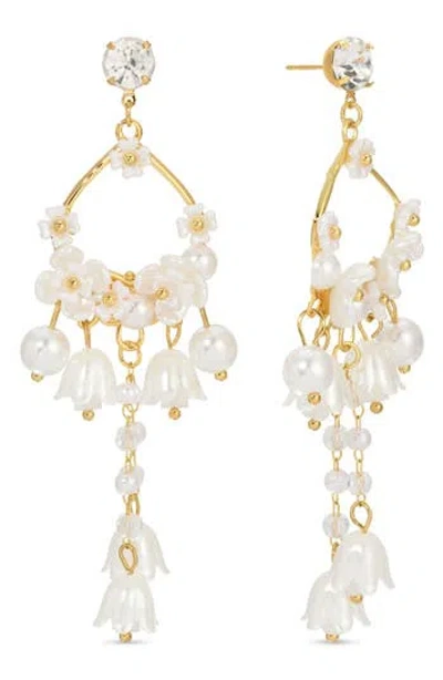 Eye Candy Los Angeles Lily Of The Valley Faux Pearl Drop Earrings In Gold