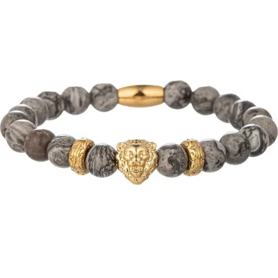 Eye Candy Los Angeles Lion Agate Stretch Bracelet In Gray