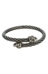 Eye Candy Los Angeles Lion Wire Beacelet In Silver