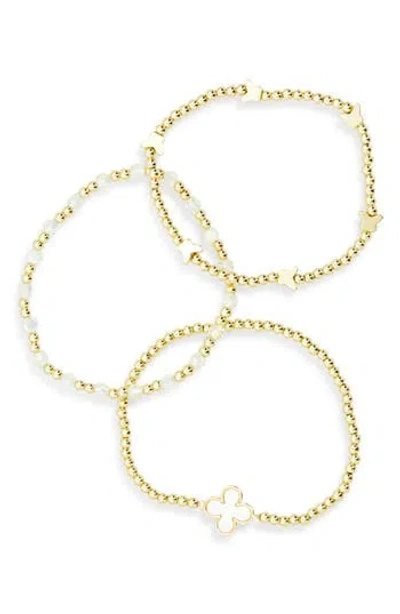 Eye Candy Los Angeles Lisa Set Of 3 Clover & Butterfly Bracelets In Gold