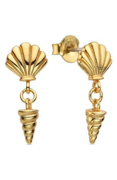 Eye Candy Los Angeles Livia Shell Drop Earrings In Gold