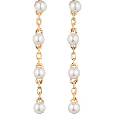 Eye Candy Los Angeles Lo Lo Faux Pearl Drop Earrings In Gold
