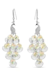 Eye Candy Los Angeles Lora Peacock Cz Chandelier Earrings In Silver/white Multi