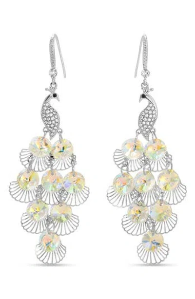 Eye Candy Los Angeles Lora Peacock Cz Chandelier Earrings In Metallic
