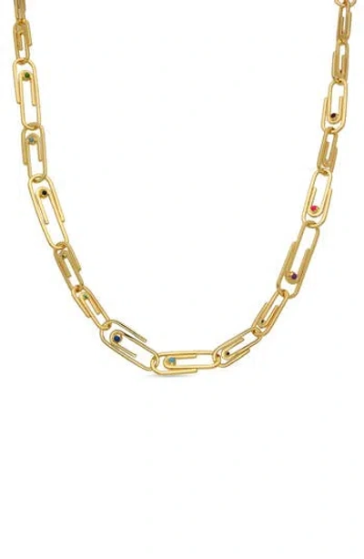 Eye Candy Los Angeles Louisa Paperclip Enamel Necklace In Gold