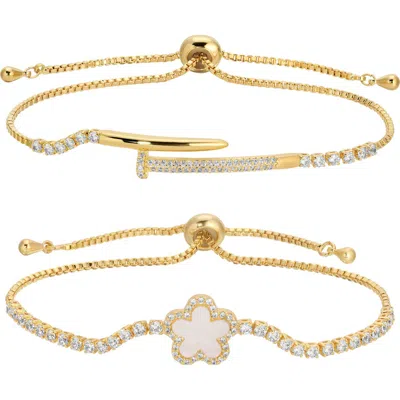 Eye Candy Los Angeles Louise Set Of 2 Assorted Slider Bracelets In Gold