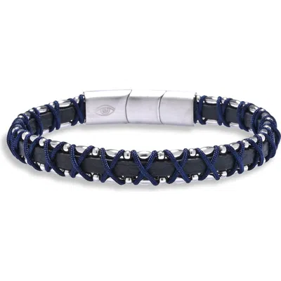 Eye Candy Los Angeles Lucas Cord & Leather Bracelet In Blue