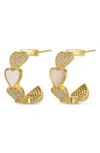 Eye Candy Los Angeles Lucille Cubic Zirconia Heart Huggie Hoop Earrings In Gold