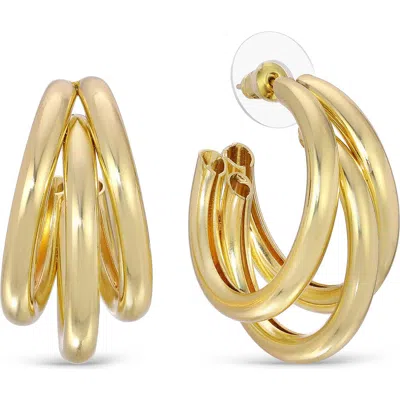 Eye Candy Los Angeles Lydia 3 Loop Drop Earrings In Gold