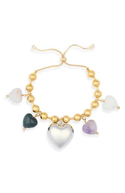 Eye Candy Los Angeles Madison Heart Charm Slider Bracelet In Gold
