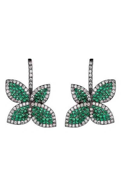 Eye Candy Los Angeles Maja Cubic Zirconia Drop Earrings In Green