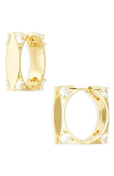 Eye Candy Los Angeles Malu Square Cubic Zirconia Hoop Earrings In Gold