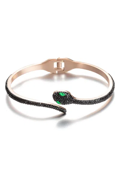 Eye Candy Los Angeles Mamba Cz Cuff Bracelet In Black And Rose Gold