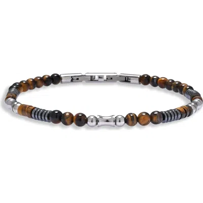 Eye Candy Los Angeles Marcus Tiger's Eye Beaded Bracelet In Brown