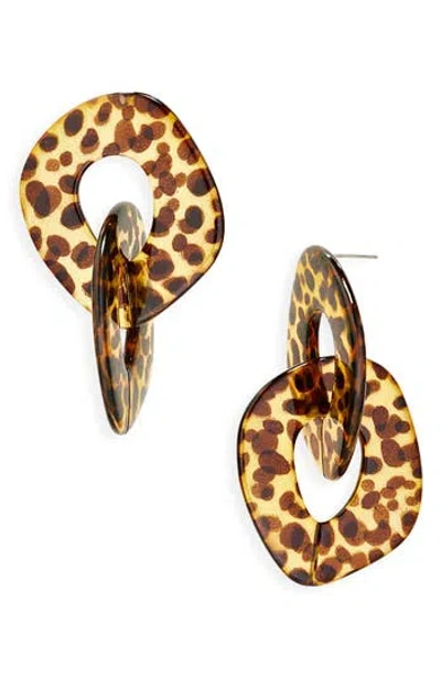 Eye Candy Los Angeles Margaux Cheetah Drop Earrings In Gold