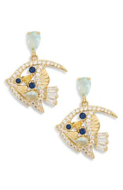 Eye Candy Los Angeles Maria Cubic Zirconia Tropical Fish Drop Earrings In Gold