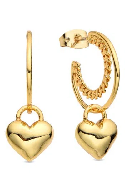 Eye Candy Los Angeles Maria Heart Drop Hoop Earrings In Gold