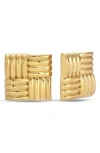 Eye Candy Los Angeles Mateo Square Stud Earrings In Gold