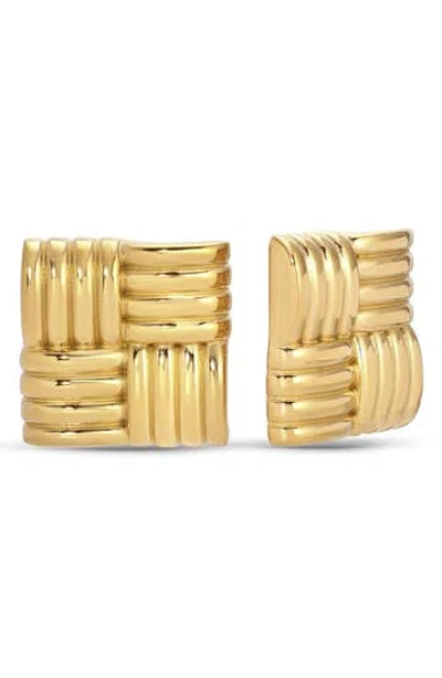 Eye Candy Los Angeles Mateo Square Stud Earrings In Gold