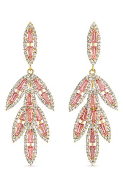 Eye Candy Los Angeles Mavis Cubic Zirconia Drop Earrings In Pink