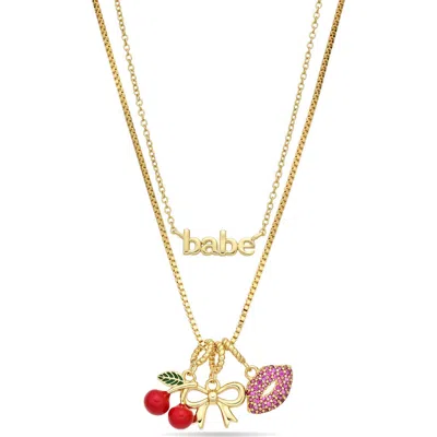 Eye Candy Los Angeles Melody Layered Charm Necklace In Gold