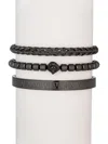 Eye Candy Los Angeles Men's 3-piece Silvertone Titanium Bracelet Set In Black