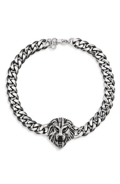 Eye Candy Los Angeles Mens' Enrique Lion Head Bracelet In Silver