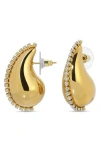 Eye Candy Los Angeles Metallic Bean Cubic Zirconia Drop Earrings In Gold