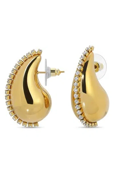 Eye Candy Los Angeles Metallic Bean Cubic Zirconia Drop Earrings In Gold