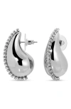 Eye Candy Los Angeles Metallic Bean Cubic Zirconia Drop Earrings In Silver