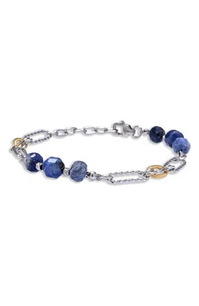 Eye Candy Los Angeles Micah Sodalite & Chain Bracelet In Blue